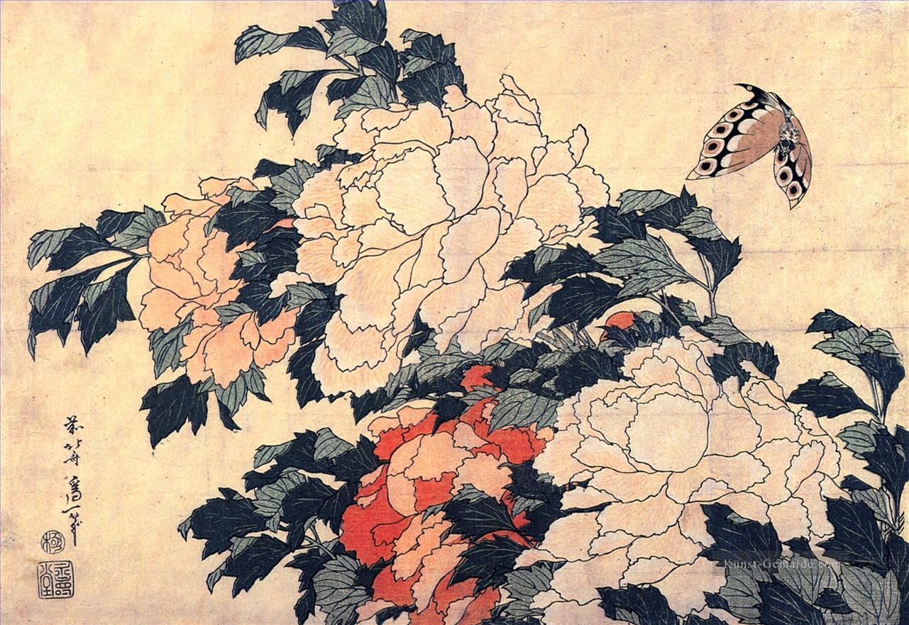 Wilderei und Schmetterling Katsushika Hokusai Japanisch Ölgemälde